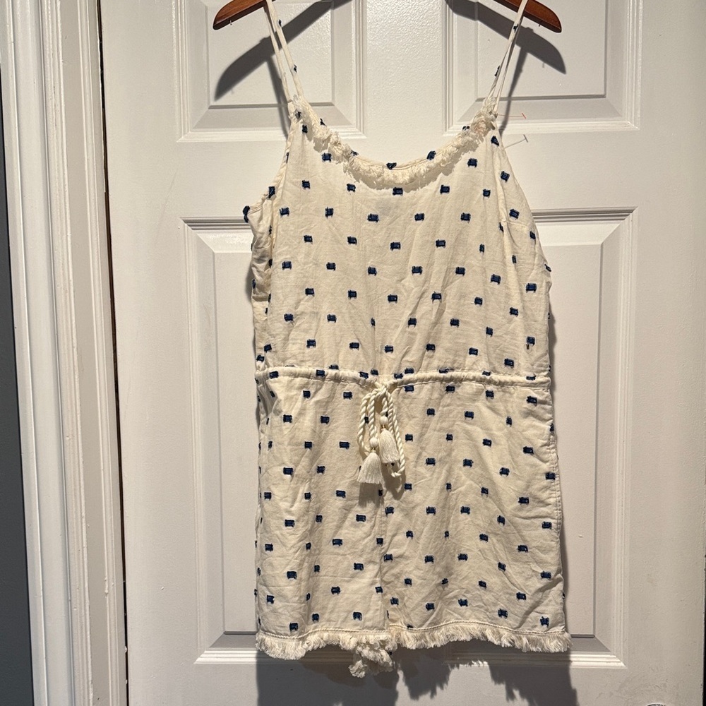 Aerie Cream Jumpsuit with Navy Pattern - Picture 2 of 8